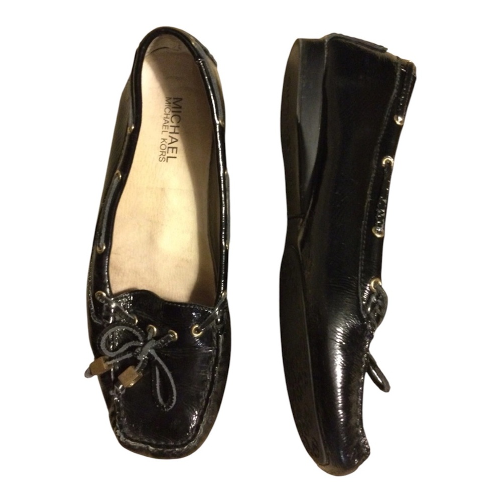 Michael Kors Women's Black Patent Leather Moccasin Loafers Ballet Flats Shoes 8M